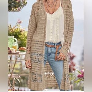 Sundance Catalog Sofia Crochet
Cardigan Duster. Boho.
Cream. GUC! Size Medium
